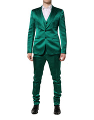 Dolce & Gabbana Green Silk 3 Piece Single Breasted Suit