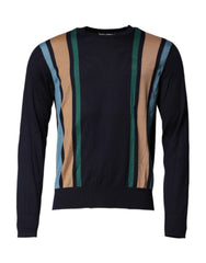 Dolce & Gabbana Multicolor Stripes Crew Neck Pullover Sweater