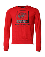 Dolce & Gabbana Red Eye Print Crew Neck Men Pullover Sweater