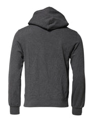Dolce & Gabbana Gray Logo Patch Hooded Sweatshirt Sweater