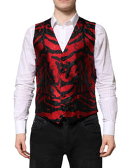 Dolce & Gabbana Red Black Stripe Dress Formal Waistcoat Vest