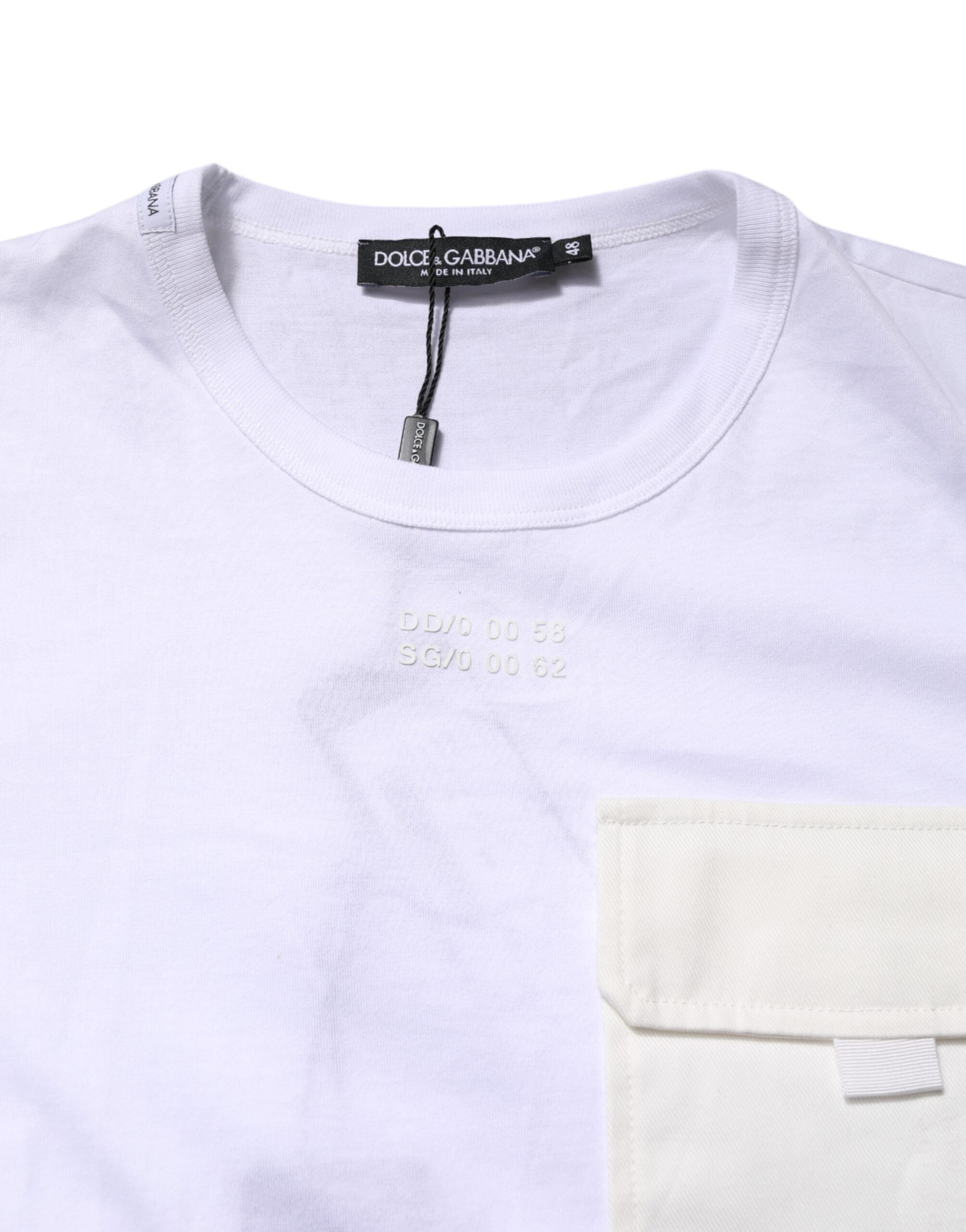 Dolce & Gabbana White Cotton Pocket Short Sleeves T-shirt