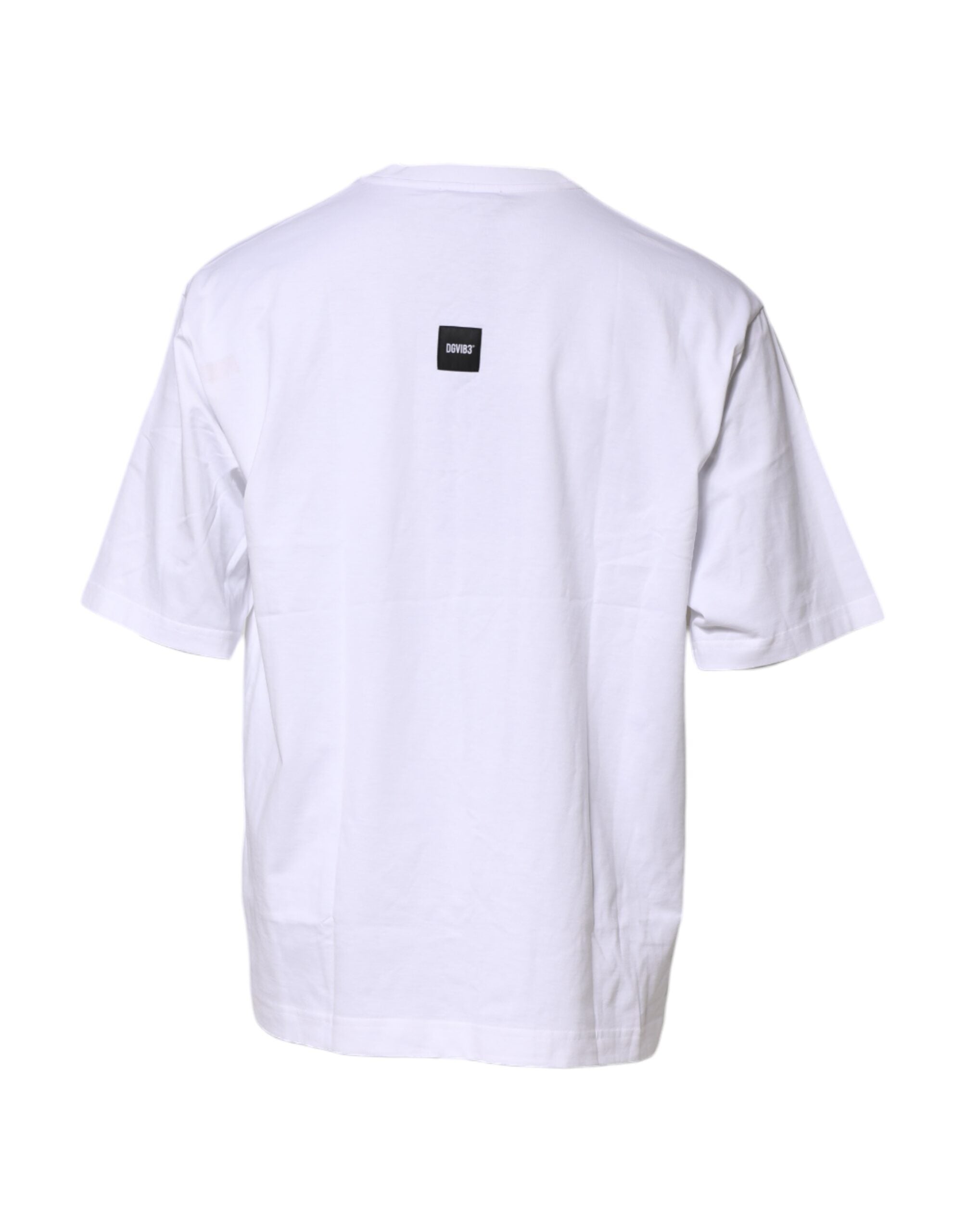 Dolce & Gabbana White Cotton Logo Print Crew Neck T-shirt