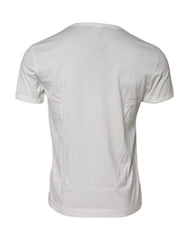 Dolce & Gabbana White Cotton DG Crown Embossed T-shirt