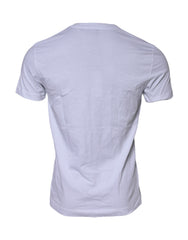 Dolce & Gabbana White Cotton Logo Patch Crew Neck T-shirt