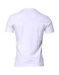 Dolce & Gabbana White Cotton Logo Patch Crew Neck T-shirt