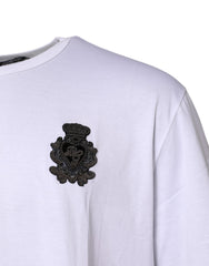 Dolce & Gabbana White Cotton DG Crown Embroidery T-shirt