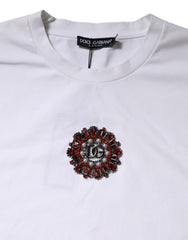 Dolce & Gabbana White Logo Embellish Short Sleeves T-shirt