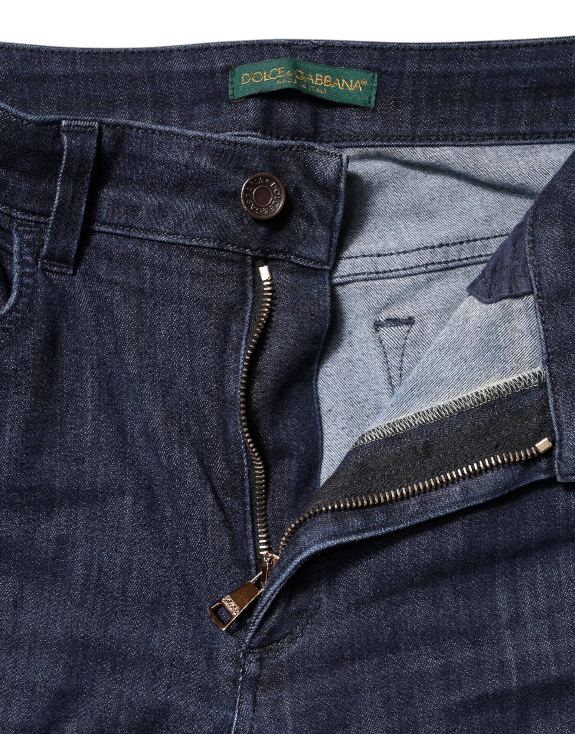 Mörkblå bomulls slim cropped denimjeans