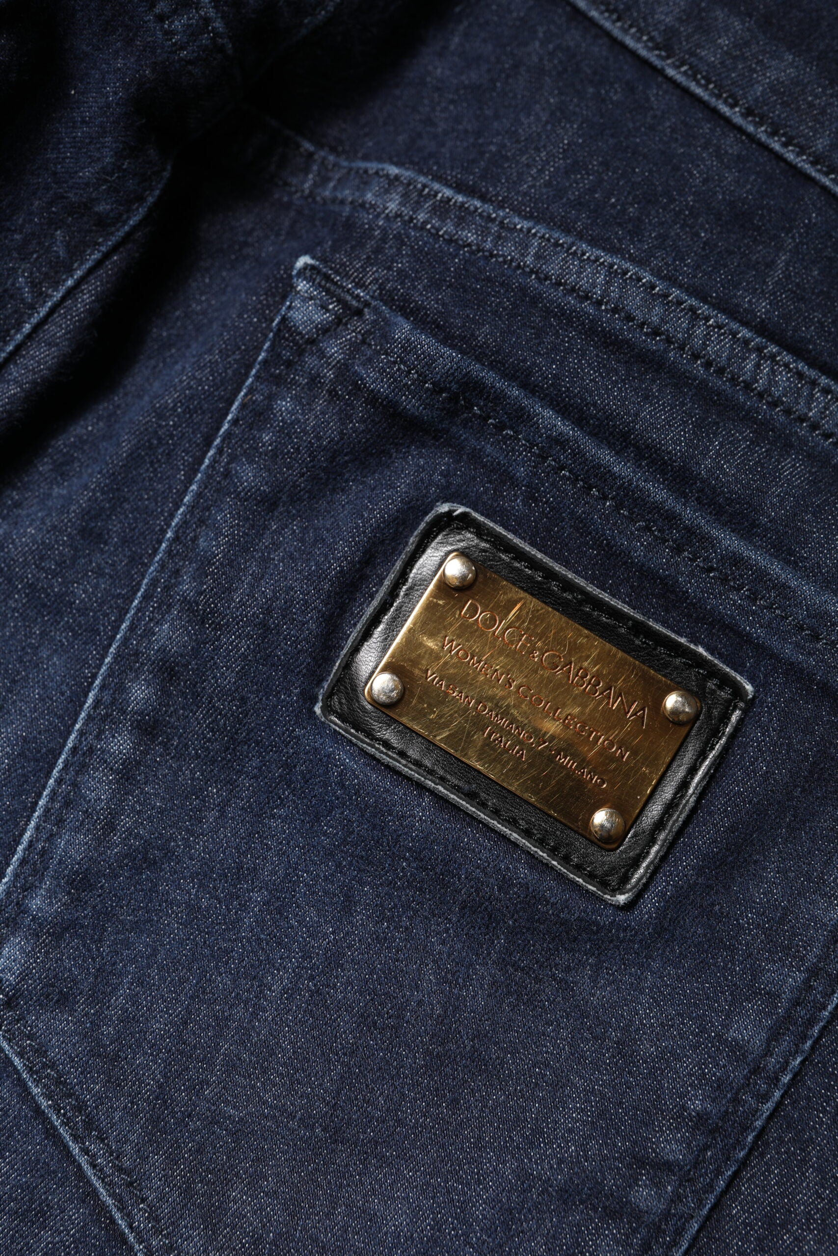 Mörkblå bomulls slim cropped denimjeans
