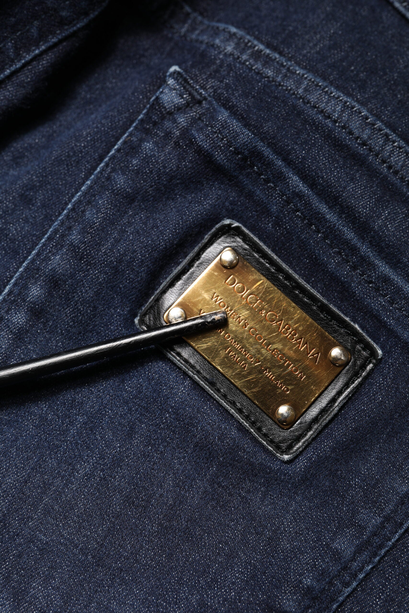 Mörkblå bomulls slim cropped denimjeans