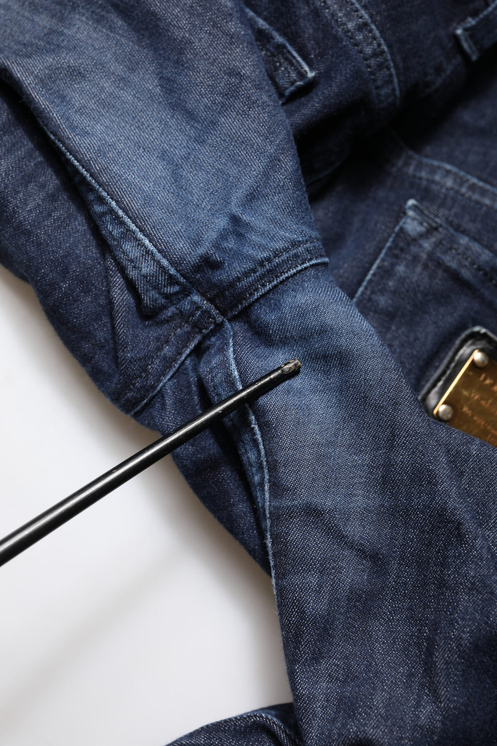Mörkblå bomulls slim cropped denimjeans