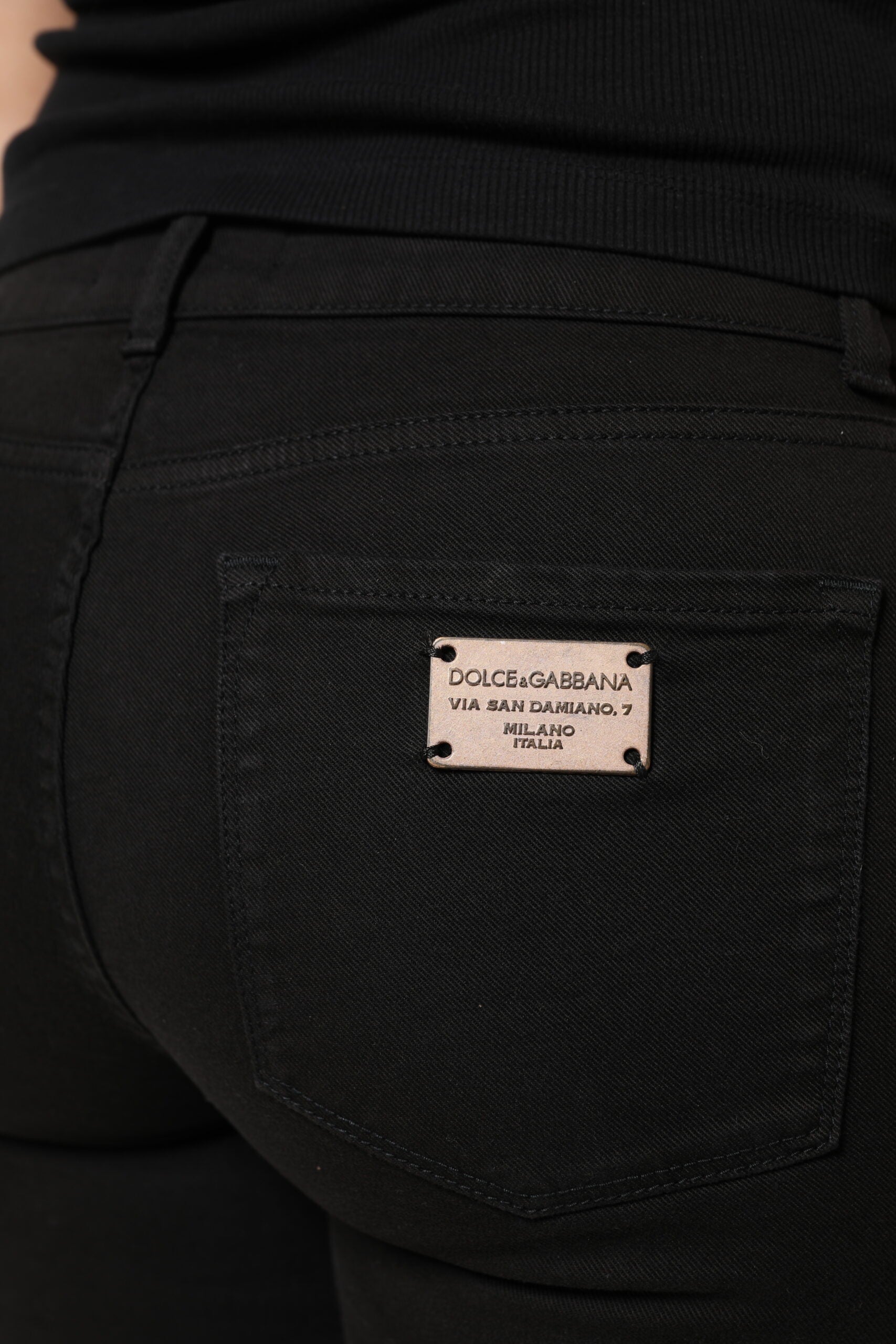 Svarta skinny jeans med logotyp i bomull med medelhög midja