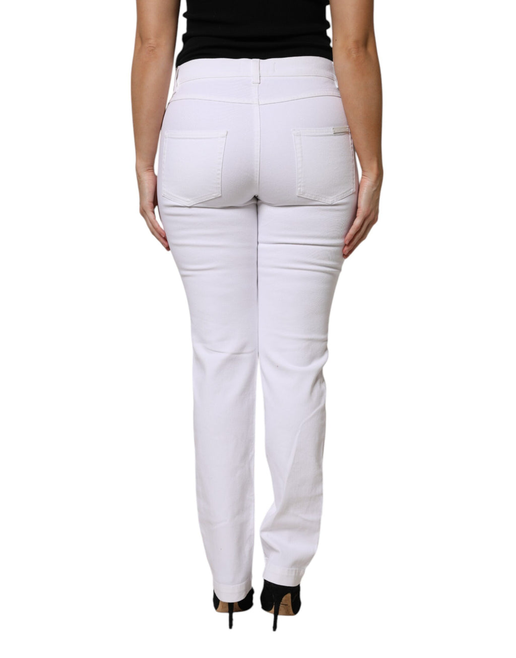 Vita blommiga paljettfärgade GIRLY-jeans