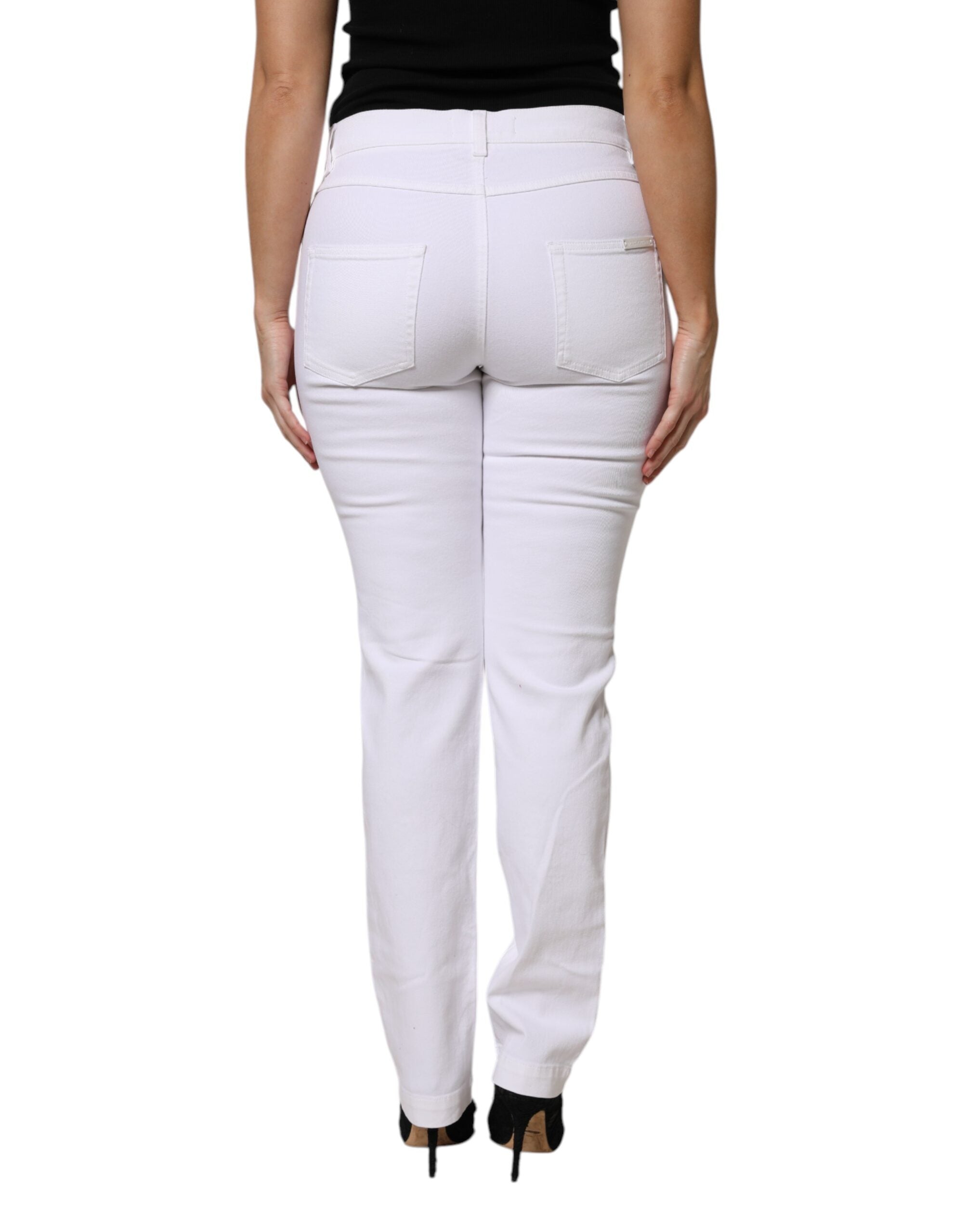 Vita blommiga paljettfärgade GIRLY-jeans