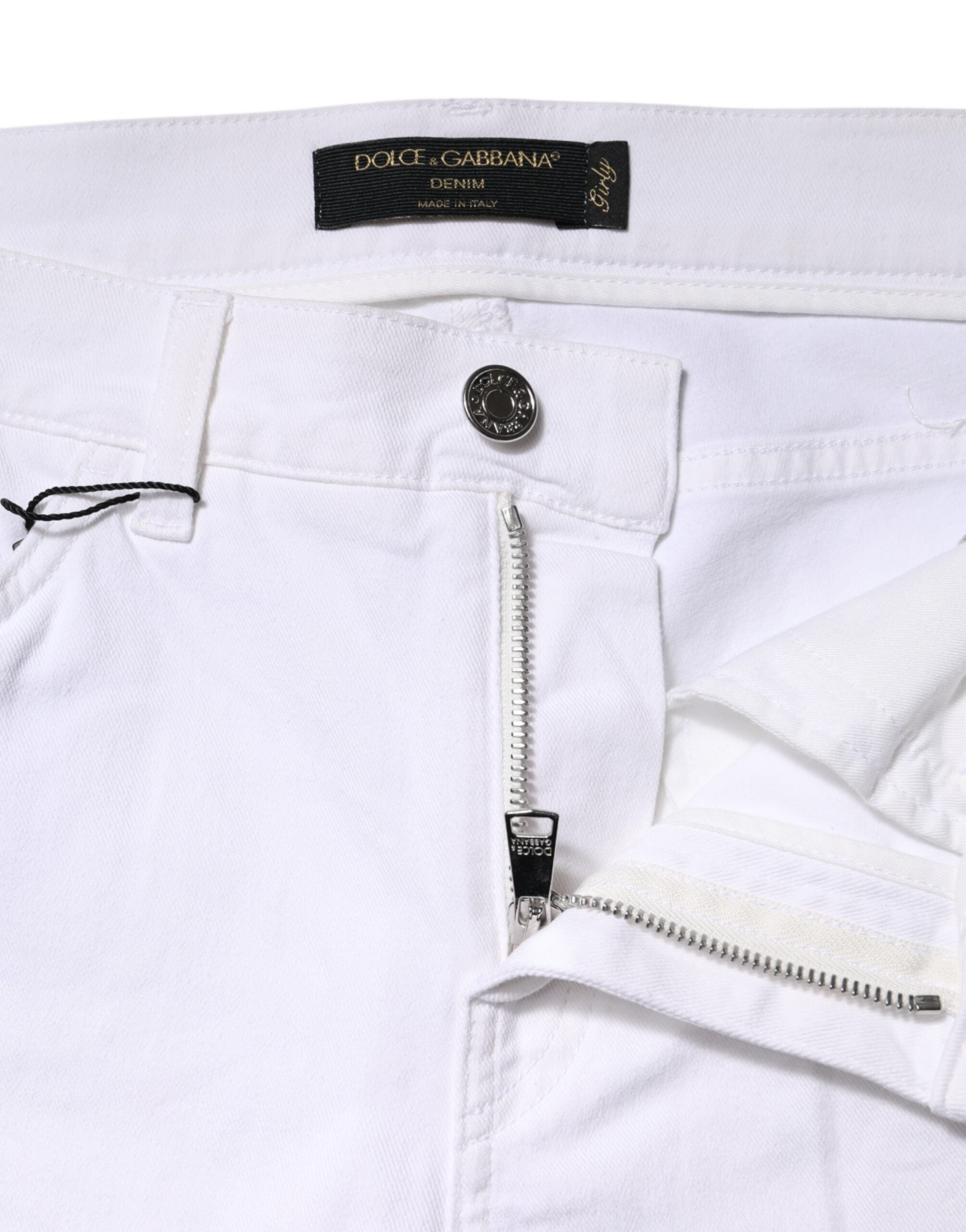 Vita blommiga paljettfärgade GIRLY-jeans