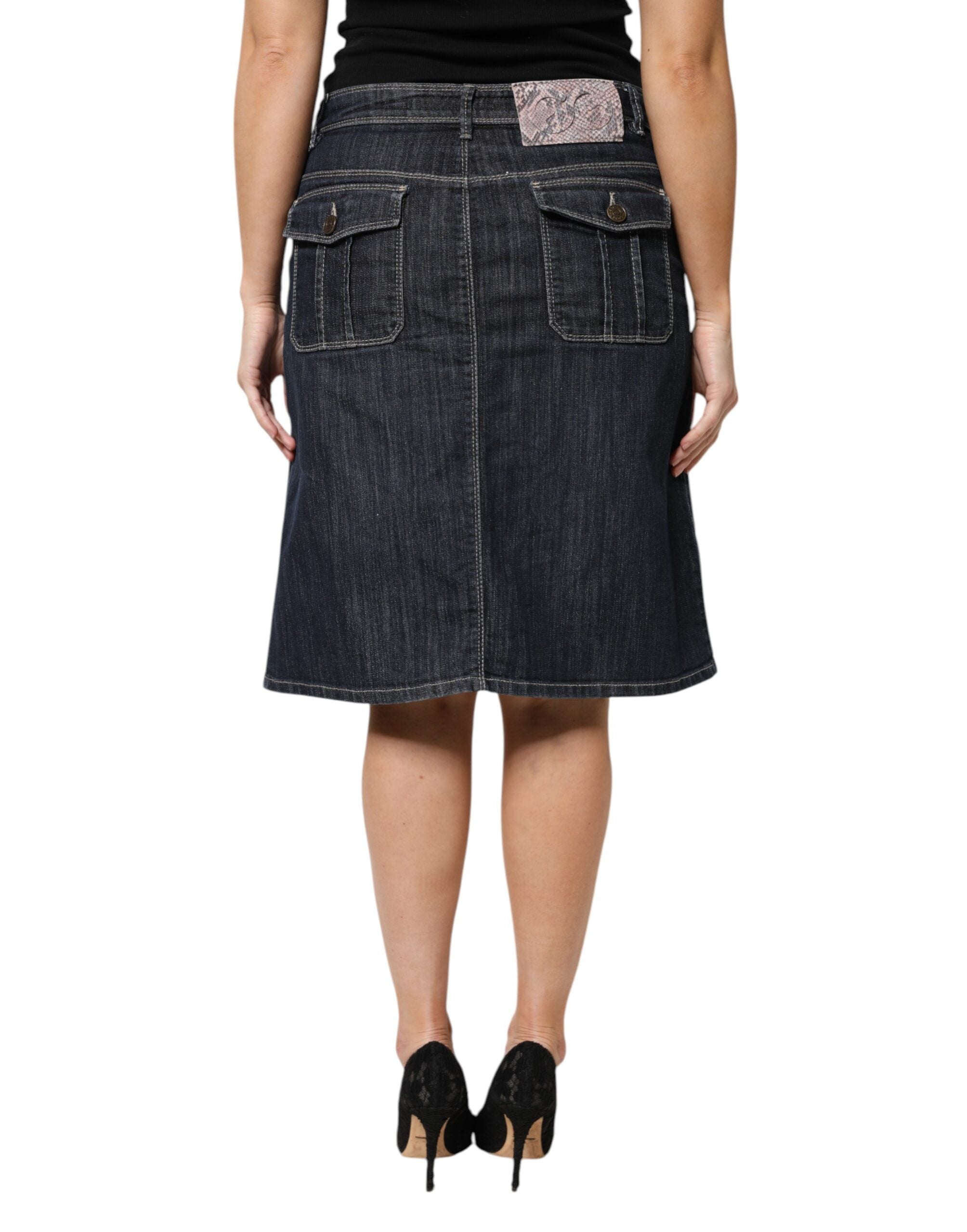 Svart bomullsblandad denim toppkjol casual set