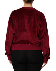 Dolce & Gabbana Red Cotton Velvet Crew Neck Pullover Sweater