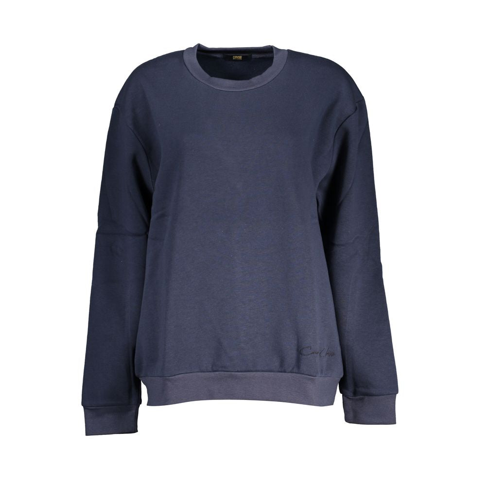 Chic Blå Broderad Fleece Tröja