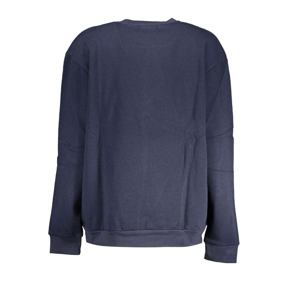 Chic Blå Broderad Fleece Tröja