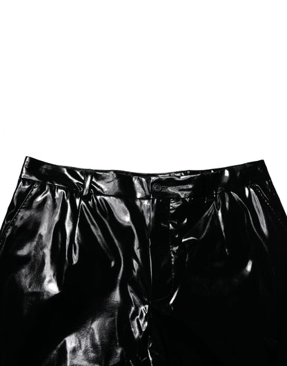 Dolce &amp; Gabbana Svarta Raka Nylonbyxor Herr