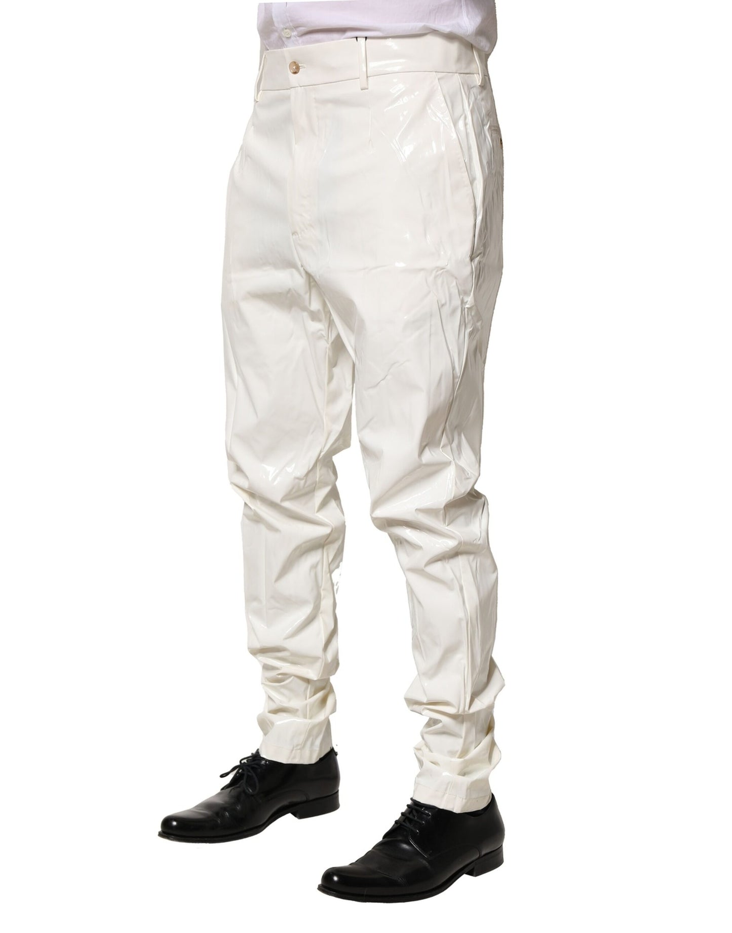 Dolce &amp; Gabbana Vit Nylon Avsmalnande Klänning Herrbyxor