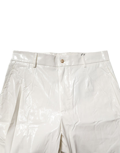 Dolce &amp; Gabbana Vit Nylon Avsmalnande Klänning Herrbyxor