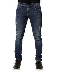 Dolce & Gabbana Blue Washed Skinny Cotton Denim Jeans
