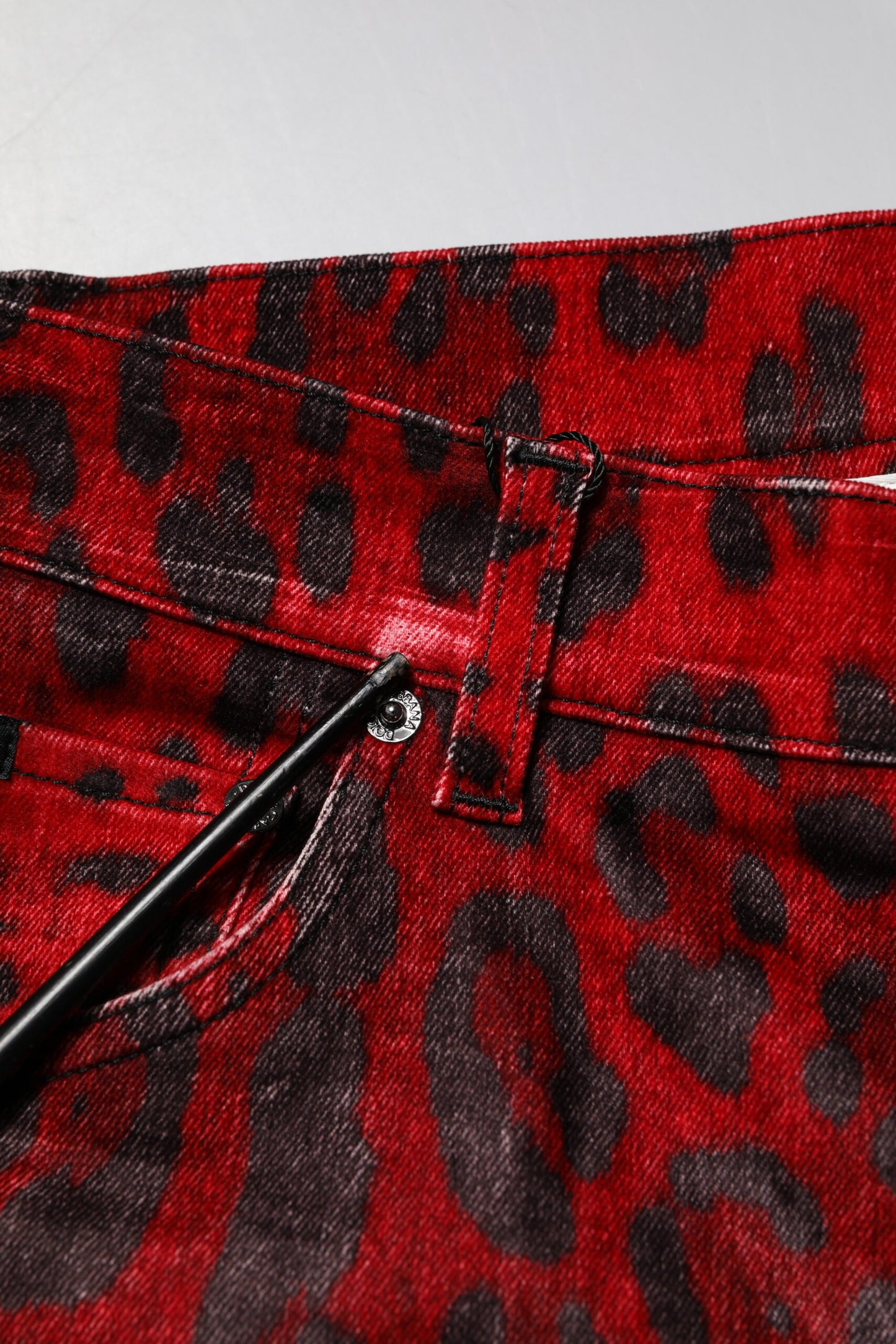 Dolce &amp; Gabbana Røde Leopardprint Bomull Skinny Denim Jeans