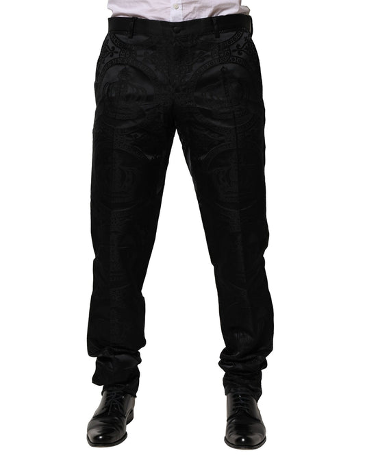 Dolce &amp; Gabbana svarta bomullsbyxor med DG Crown-motiv
