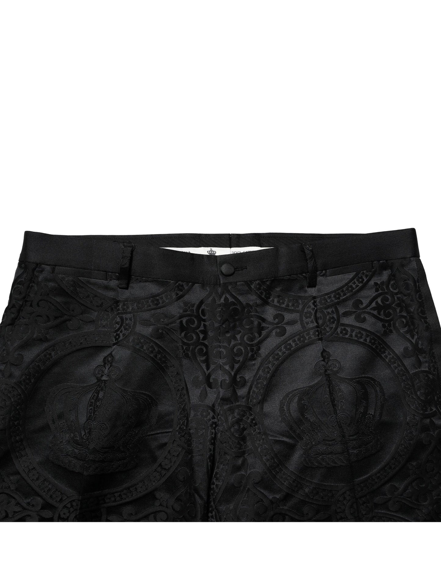Dolce &amp; Gabbana svarta bomullsbyxor med DG Crown-motiv