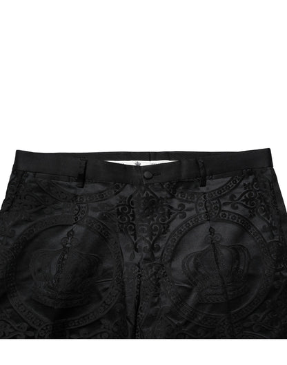 Dolce &amp; Gabbana svarta bomullsbyxor med DG Crown-motiv