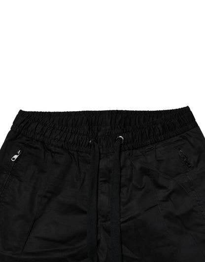 Dolce &amp; Gabbana svarte joggebukser i bomull med høy midje