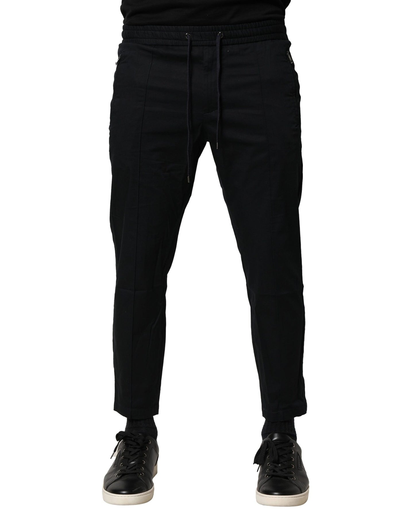 Dolce &amp; Gabbana svarta bomullsjoggingbyxor med medelhög midja