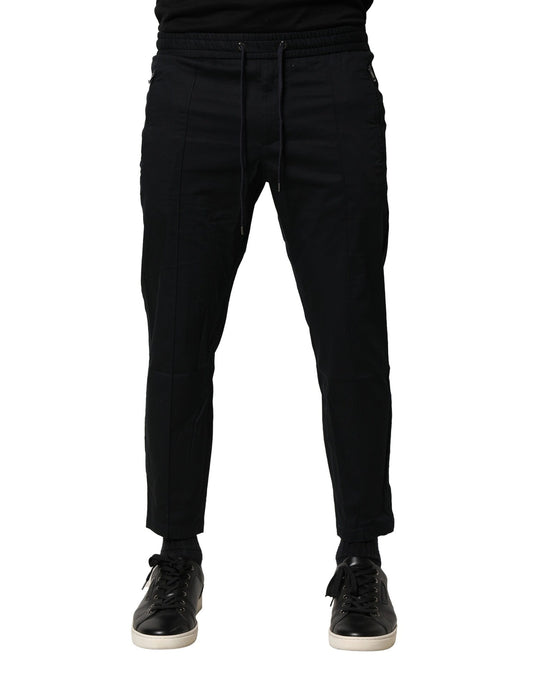 Dolce &amp; Gabbana svarta bomullsjoggingbyxor med medelhög midja