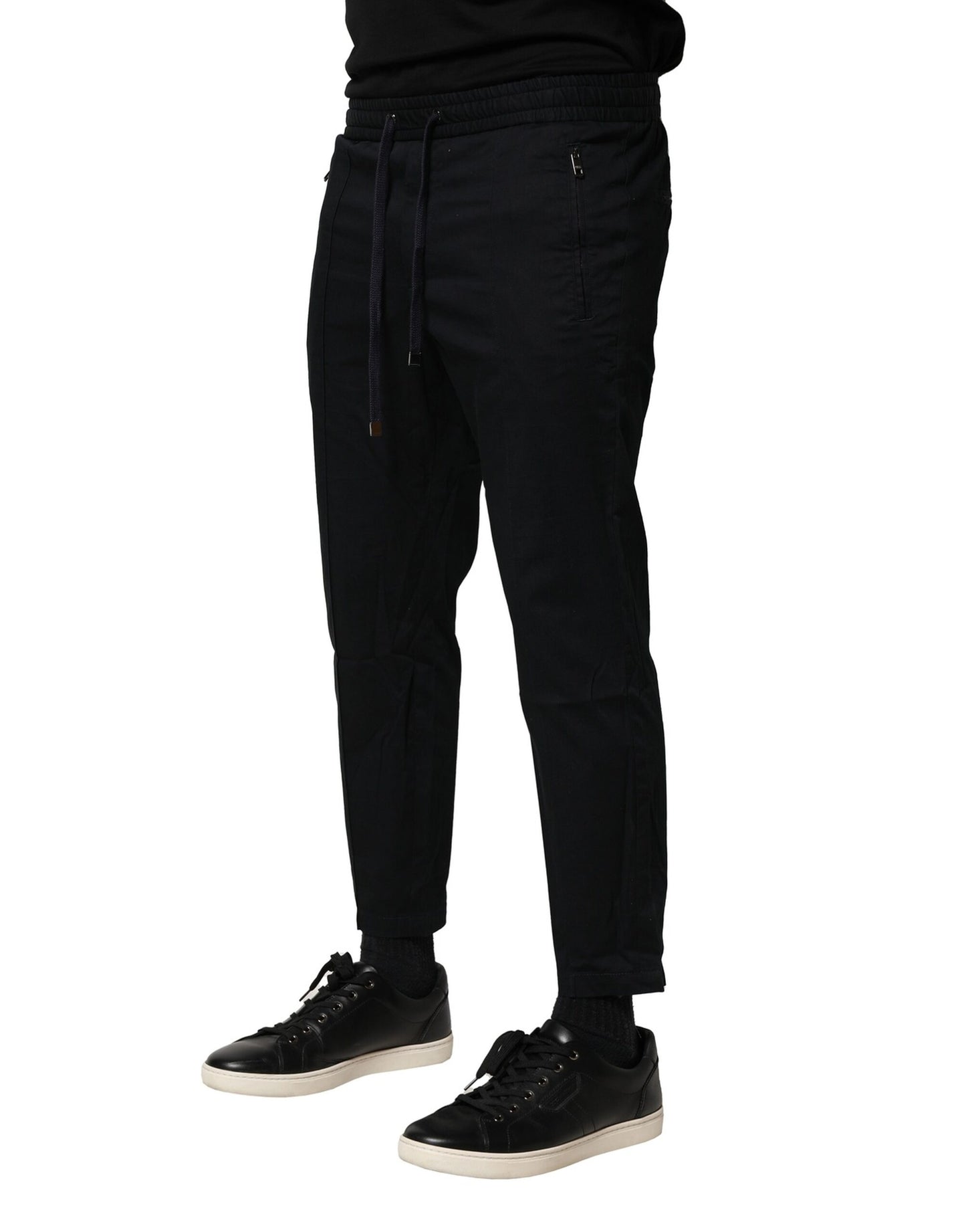 Dolce &amp; Gabbana svarta bomullsjoggingbyxor med medelhög midja