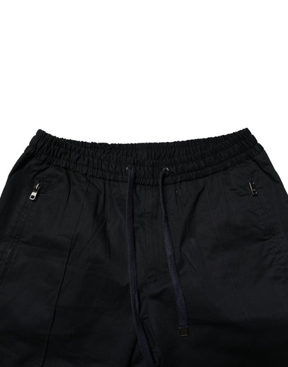 Dolce &amp; Gabbana svarta bomullsjoggingbyxor med medelhög midja