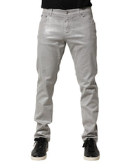 Dolce & Gabbana Silver Cotton Stretch Slim Denim Jeans
