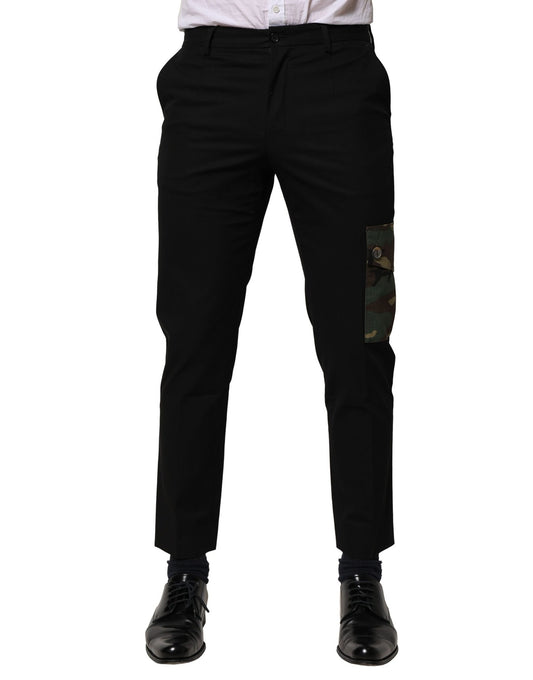 Dolce &amp; Gabbana Svarta Bomulls Cargoklänning Herrbyxor