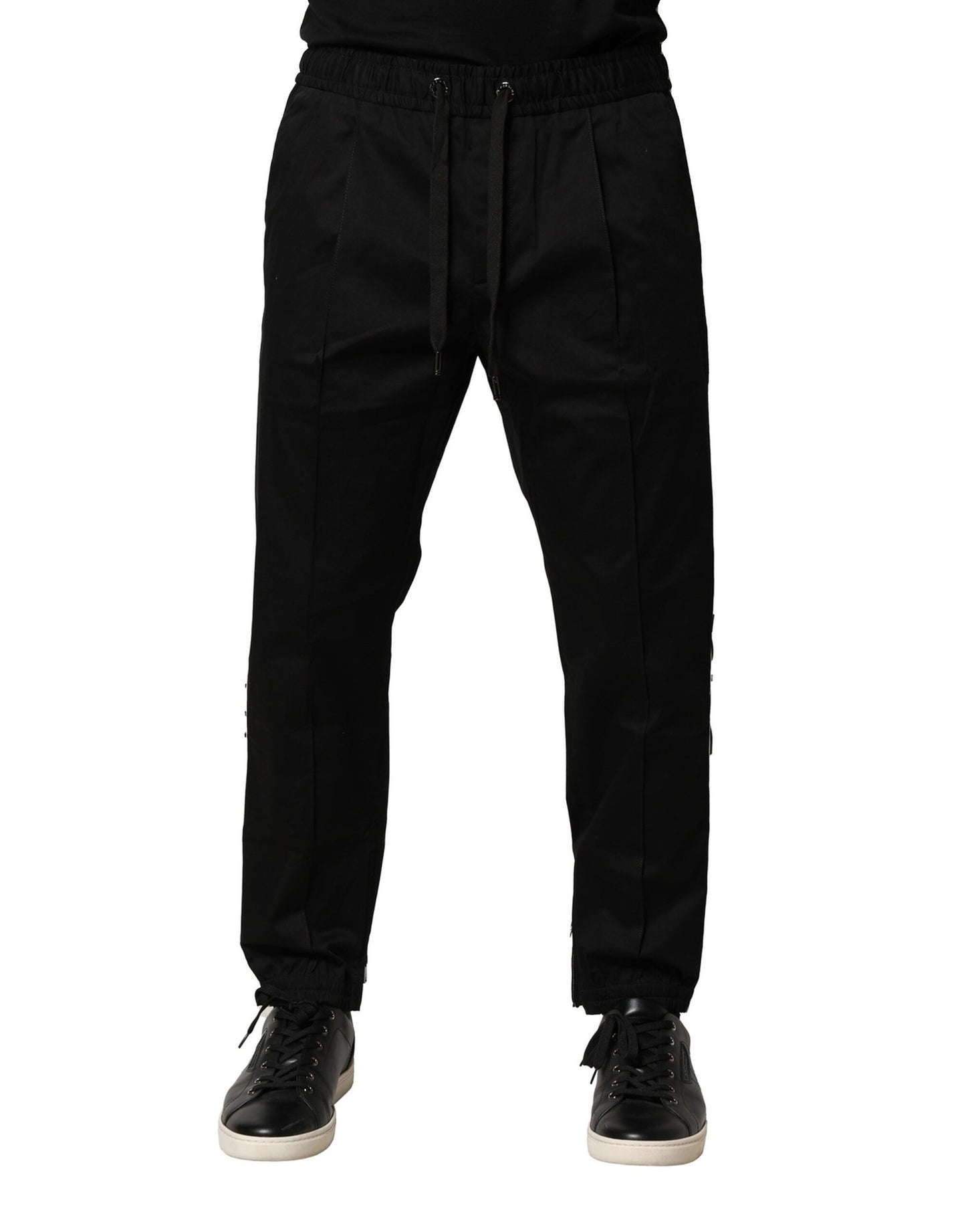 Dolce &amp; Gabbana svarta bomullsjoggingbyxor med medelhög midja