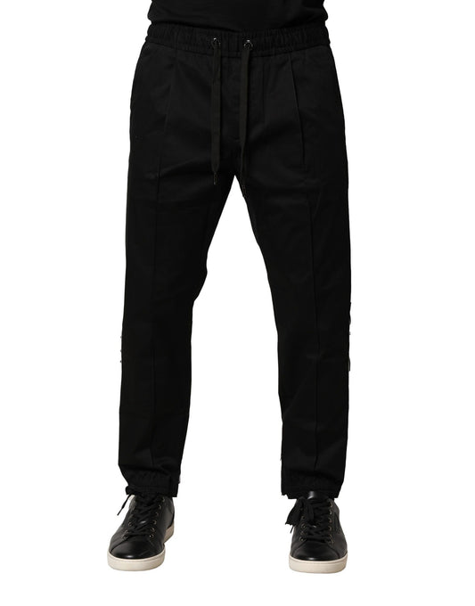 Dolce &amp; Gabbana svarta bomullsjoggingbyxor med medelhög midja