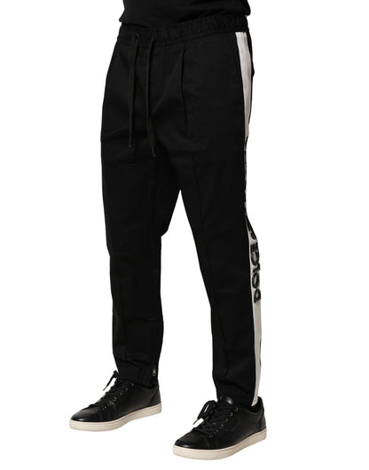 Dolce &amp; Gabbana svarta bomullsjoggingbyxor med medelhög midja