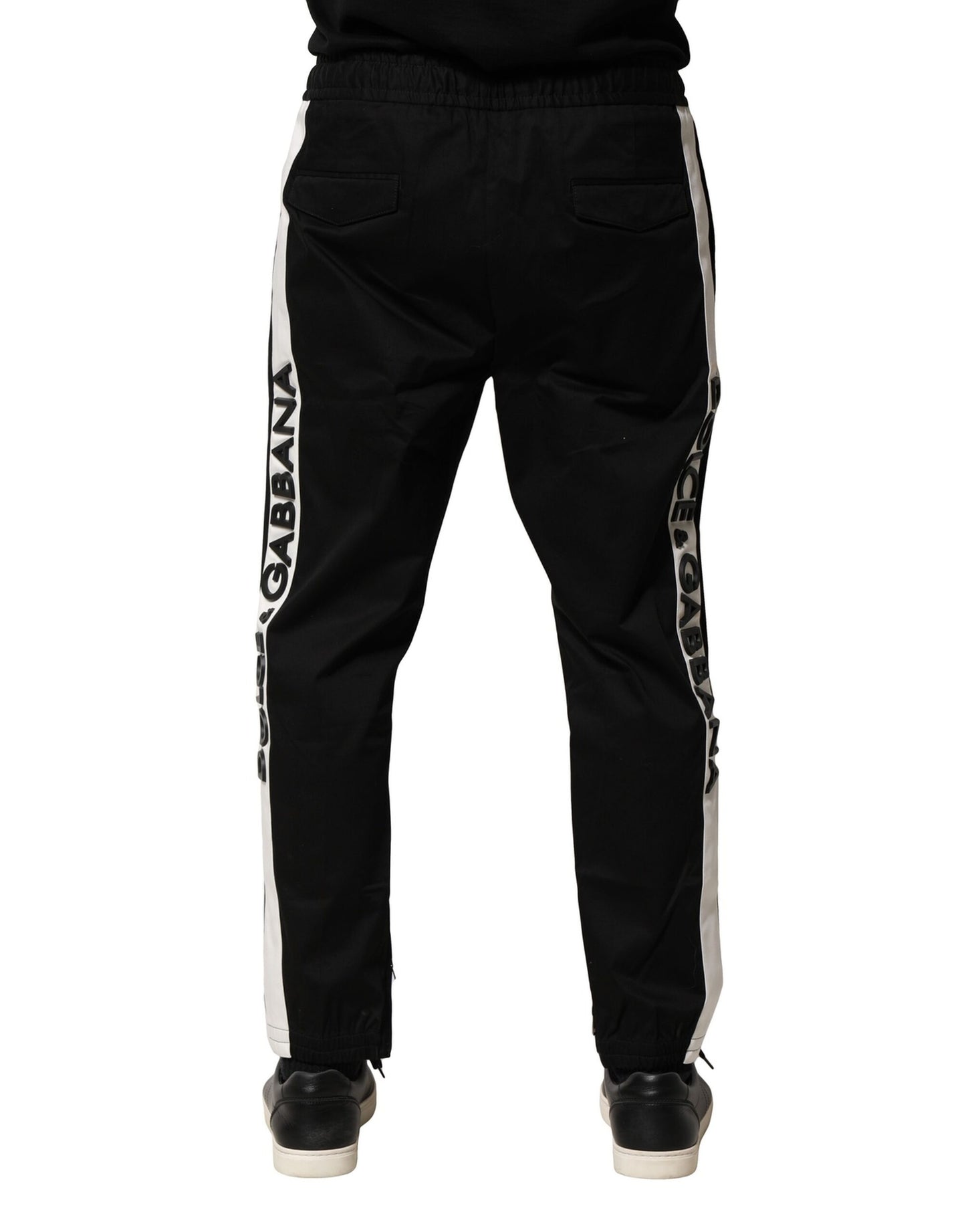 Dolce &amp; Gabbana svarta bomullsjoggingbyxor med medelhög midja
