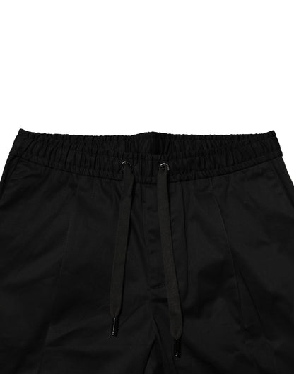 Dolce &amp; Gabbana svarta bomullsjoggingbyxor med medelhög midja