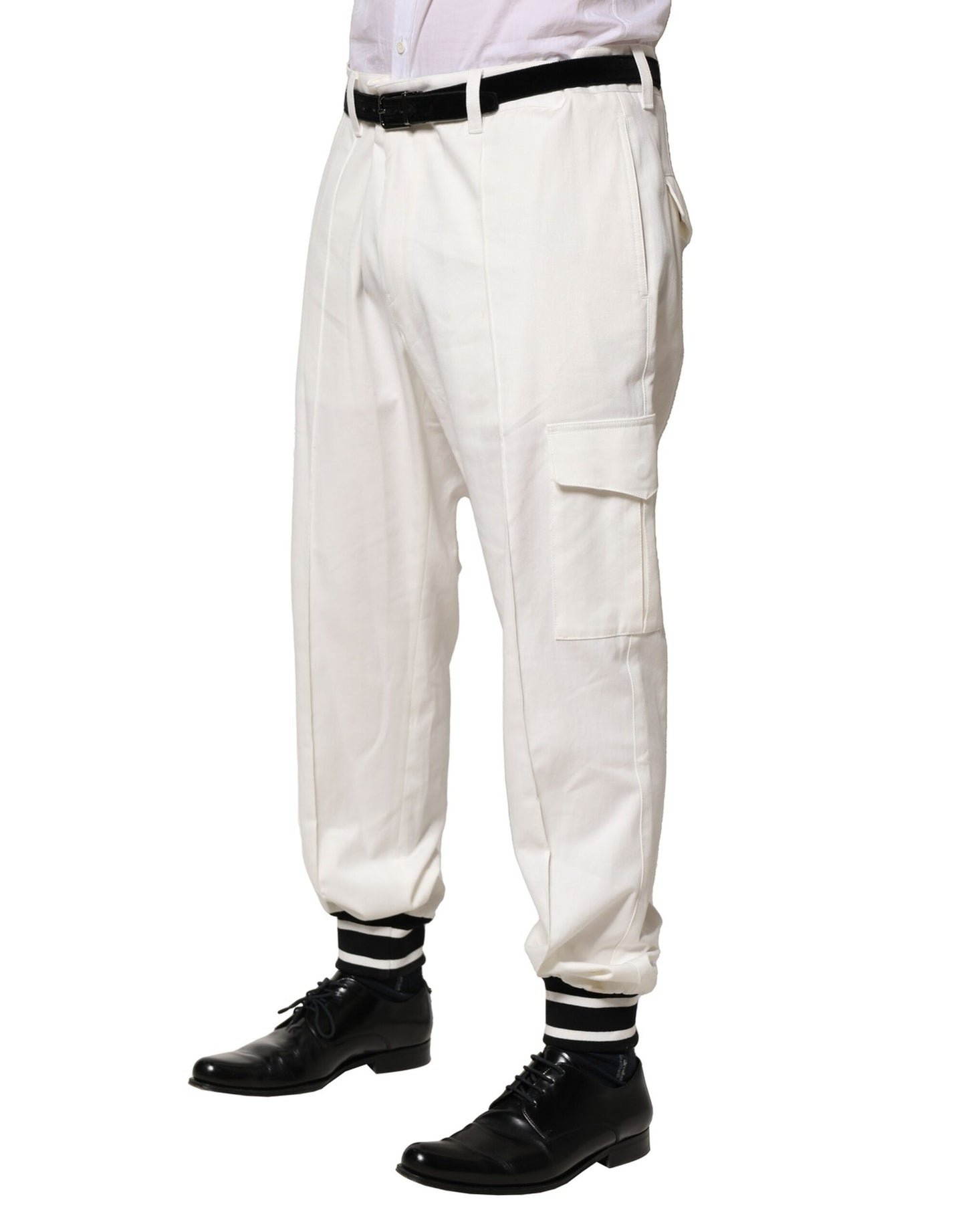 Dolce &amp; Gabbana hvite bomulls cargo joggebukser for menn