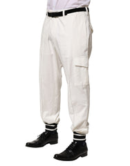 Dolce & Gabbana White Cotton Cargo Jogger Men Pants