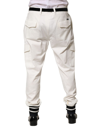 Dolce &amp; Gabbana hvite bomulls cargo joggebukser for menn