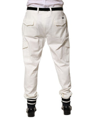 Dolce & Gabbana White Cotton Cargo Jogger Men Pants