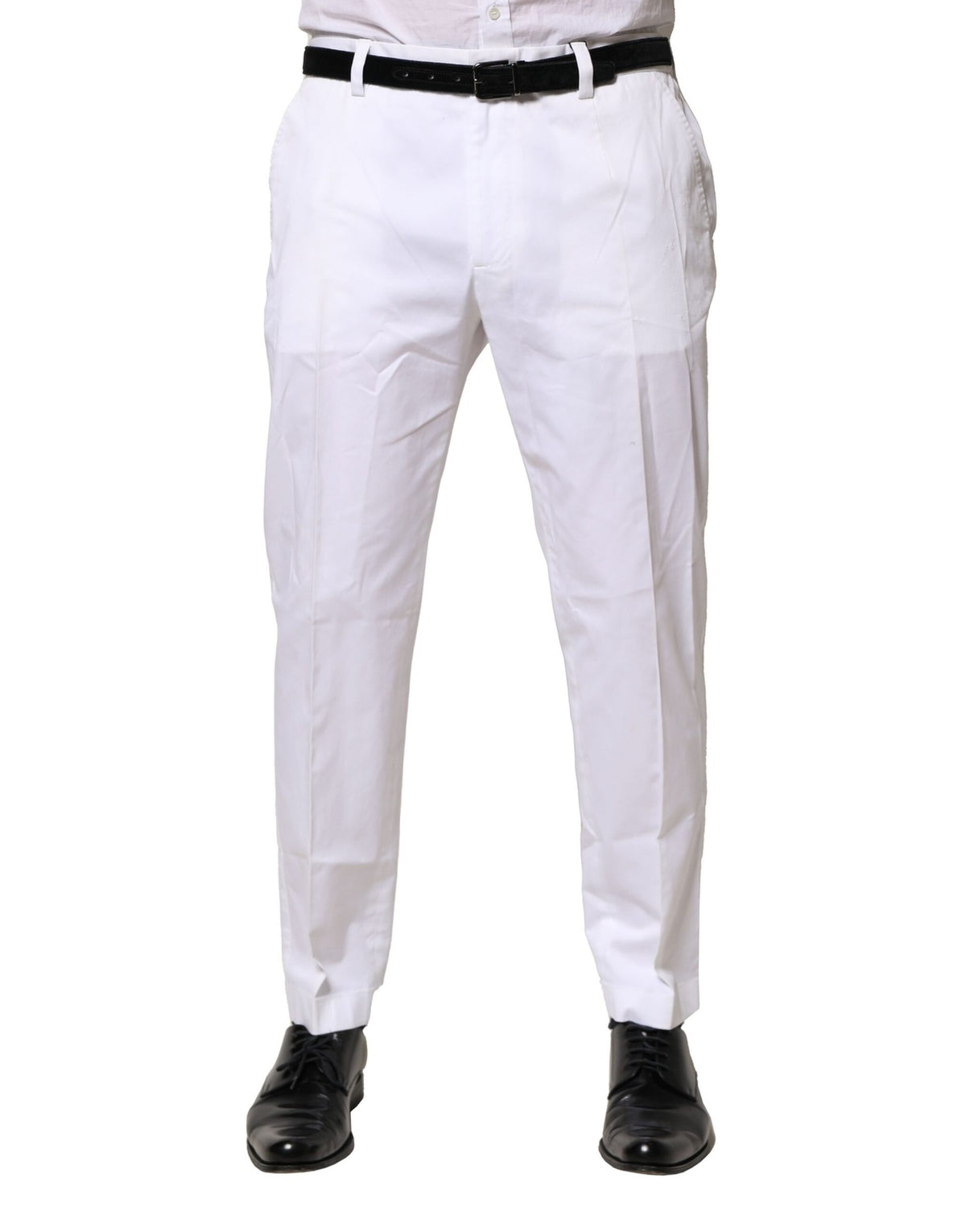 Dolce & Gabbana White Cotton Dress Slim Formal Pants