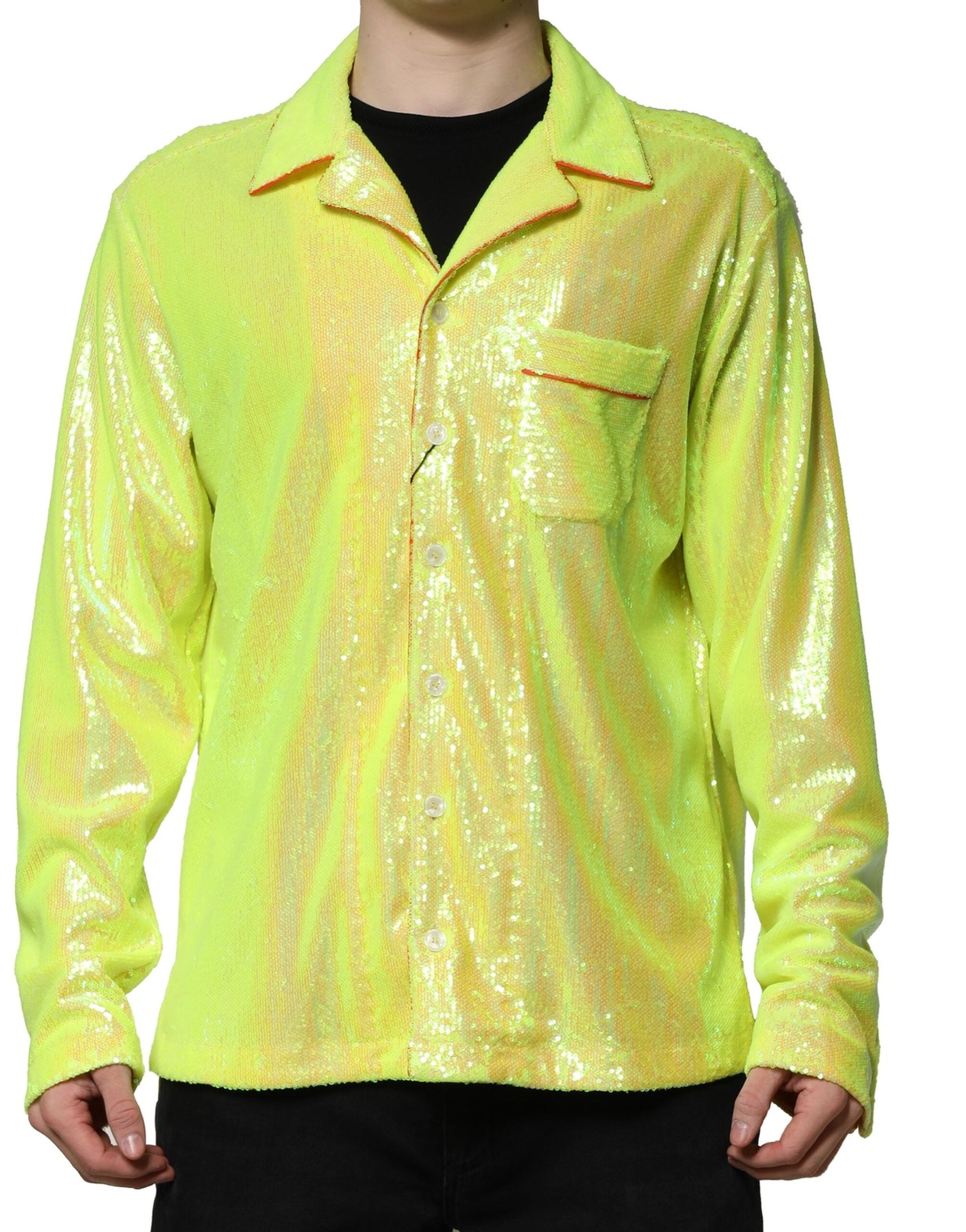 Gul paljett polyester lounge casual skjorte